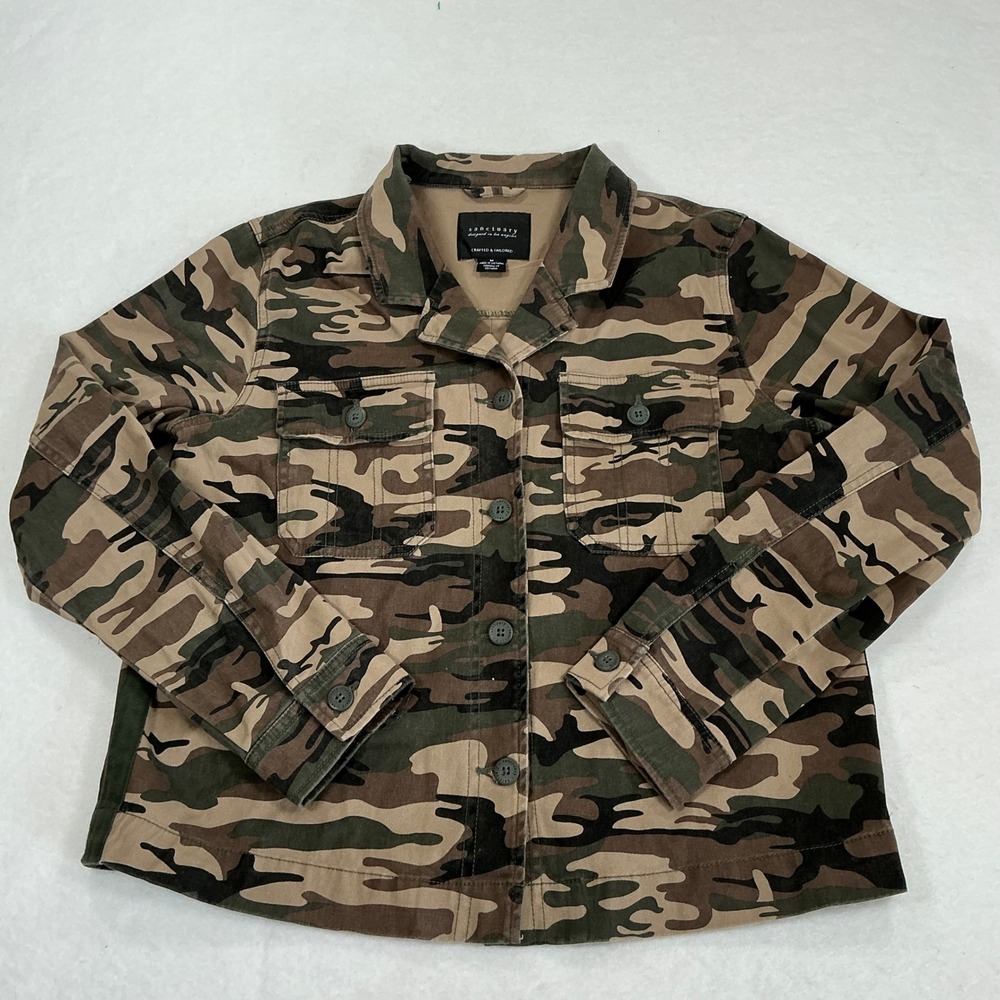 Sanctuary Camo Utility Jacket Womens Medium Green Brown Military XJ9103A32906